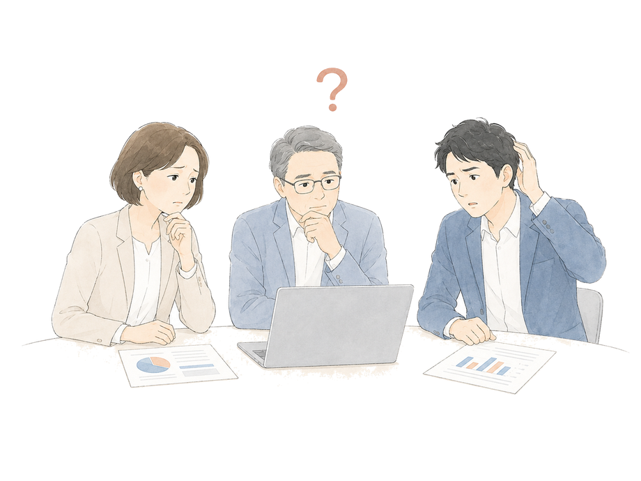 ITのお悩みを抱えるご担当者のイラスト